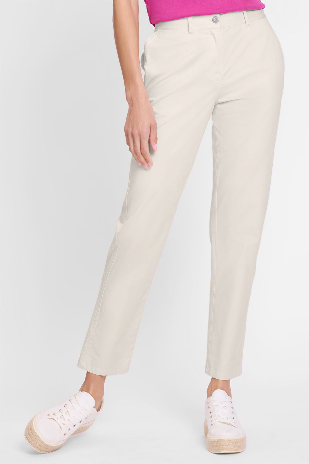 Olsen Lisa Caffe Latte Beige Straight Fit Cropped Trousers 14002438 - Experience Boutique