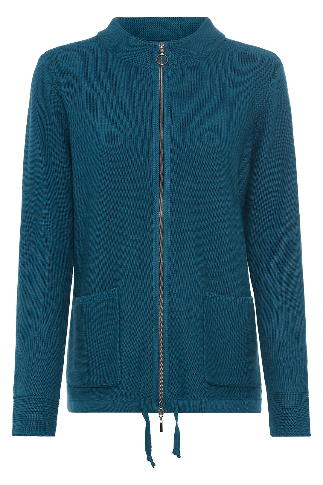 Olsen Midnight Teal Zip Front Knitted Cardigan 11000601 40294 - Experience Boutique