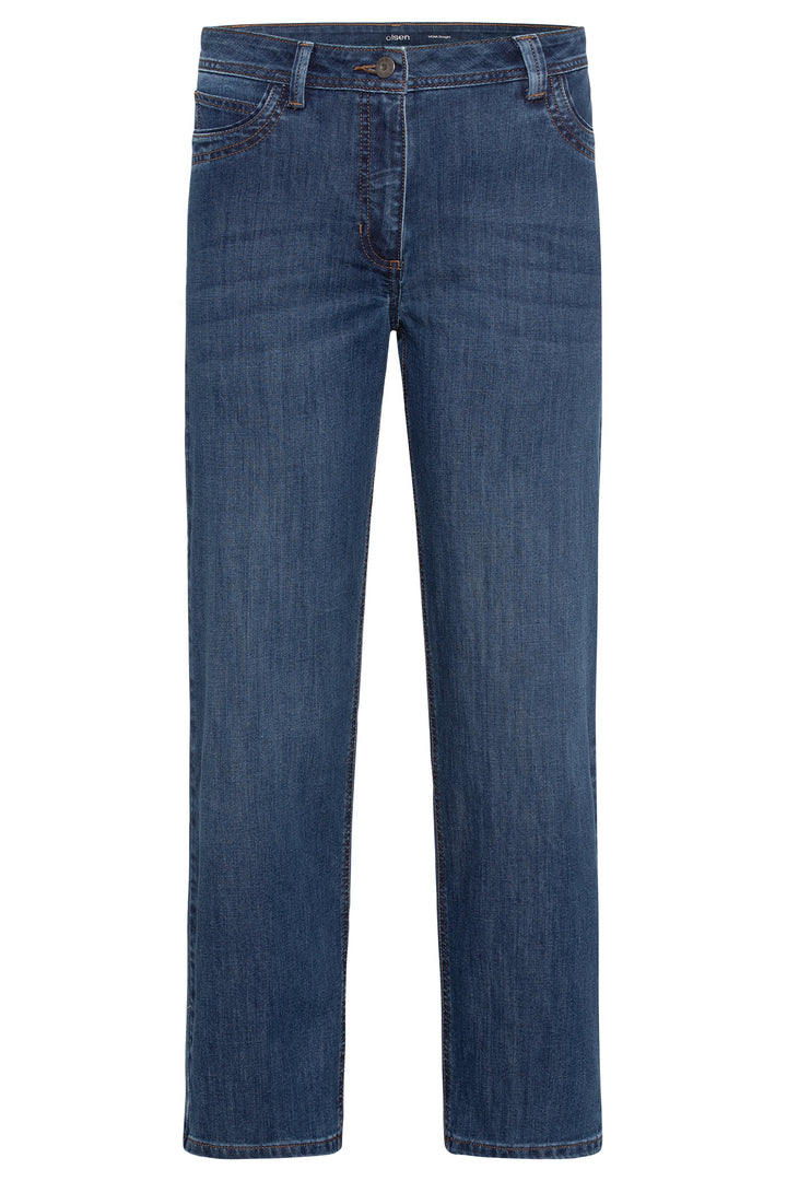 Olsen Mona Mid Blue Denim Straight Cropped Jeans 14002429 40070 - Experience Boutique