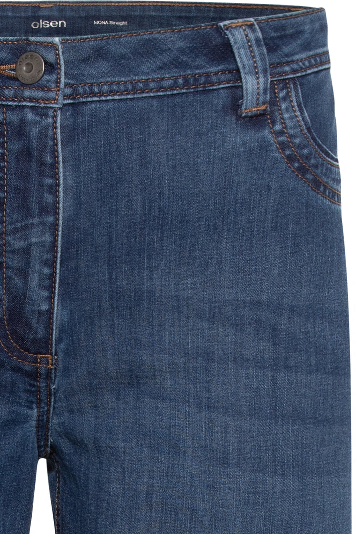 Olsen Mona Mid Blue Denim Straight Cropped Jeans 14002429 40070 - Experience Boutique
