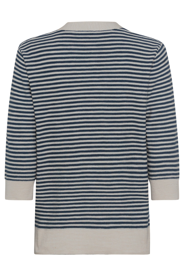 Olsen Navy & Taupe Stripe Knitted Jumper 11004621 40290 - Experience Boutique