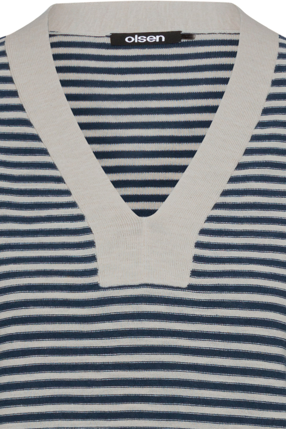 Olsen Navy & Taupe Stripe Knitted Jumper 11004621 40290 - Experience Boutique