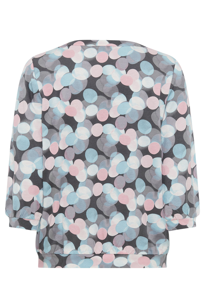 Olsen Satin Blue Bubble Print Blouson Top 11105194 10296 - Experience Boutique