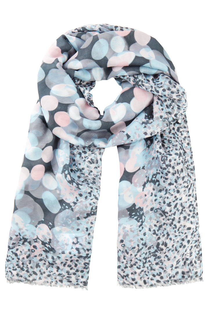 Olsen Satin Blue Bubble Print Woven Scarf 18001987 40296 - Experience Boutique