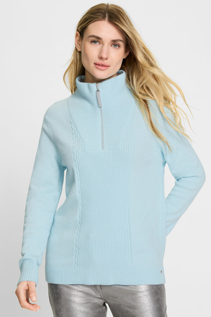 Olsen 11004655 Sky Blue Funnel Neck Long Sleeve Jumper 41296