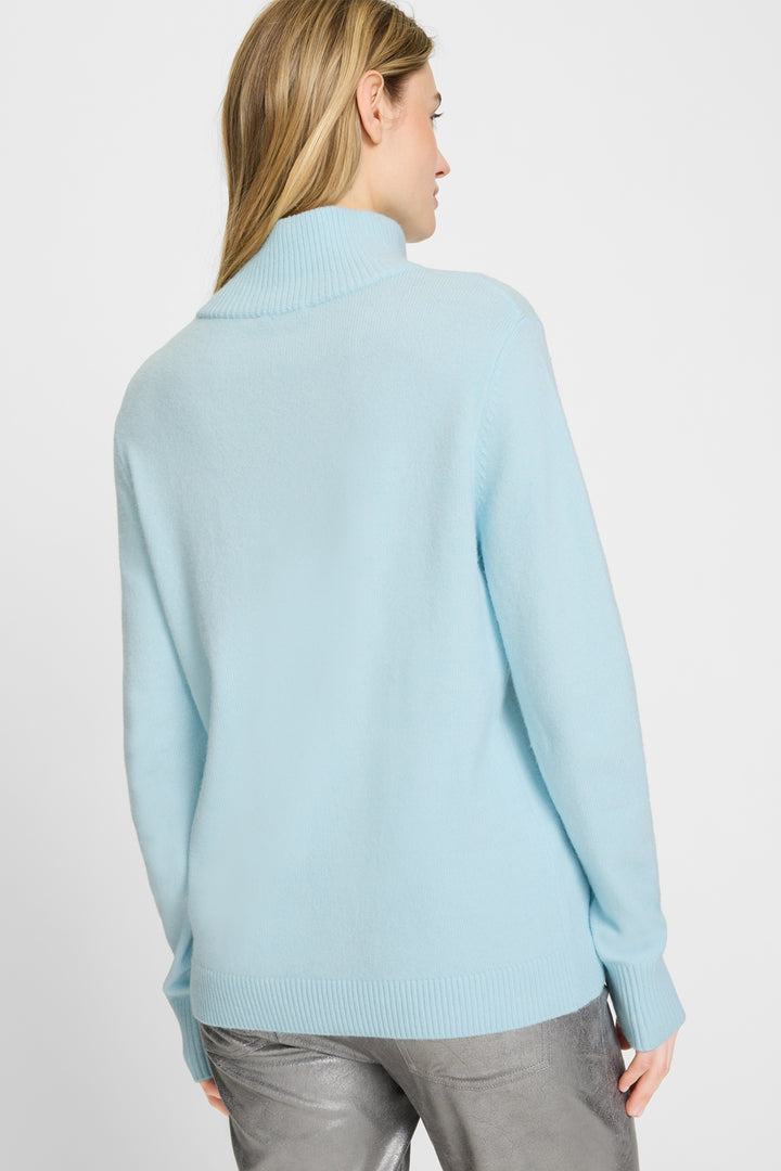 Olsen 11004655 Sky Blue Funnel Neck Long Sleeve Jumper 41296