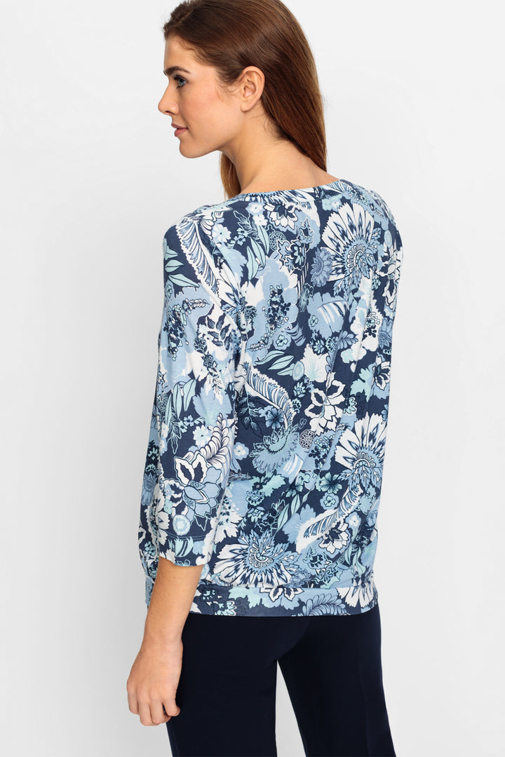 Olsen Top Coast Vibes Ink Blue Floral Print 11104984 40173 - Experience Boutique