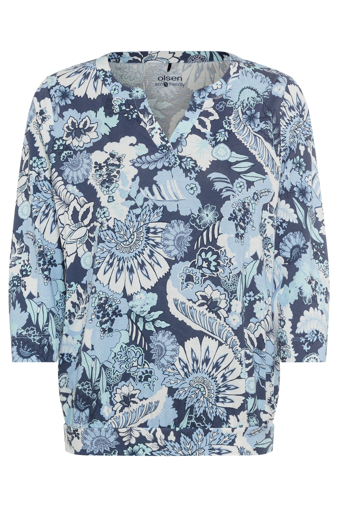 Olsen Top Coast Vibes Ink Blue Floral Print 11104984 40173 - Experience Boutique