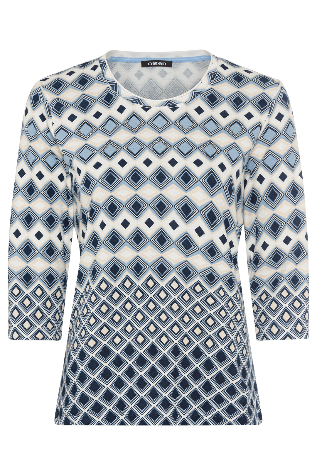 Olsen Top Coast Vibes Light Blue Diamond Print 11104982 40027 - Experience Boutique