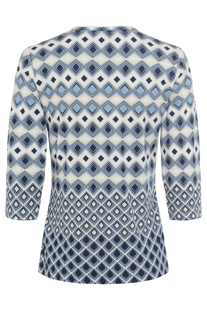 Olsen Top Coast Vibes Light Blue Diamond Print 11104982 40027 - Experience Boutique
