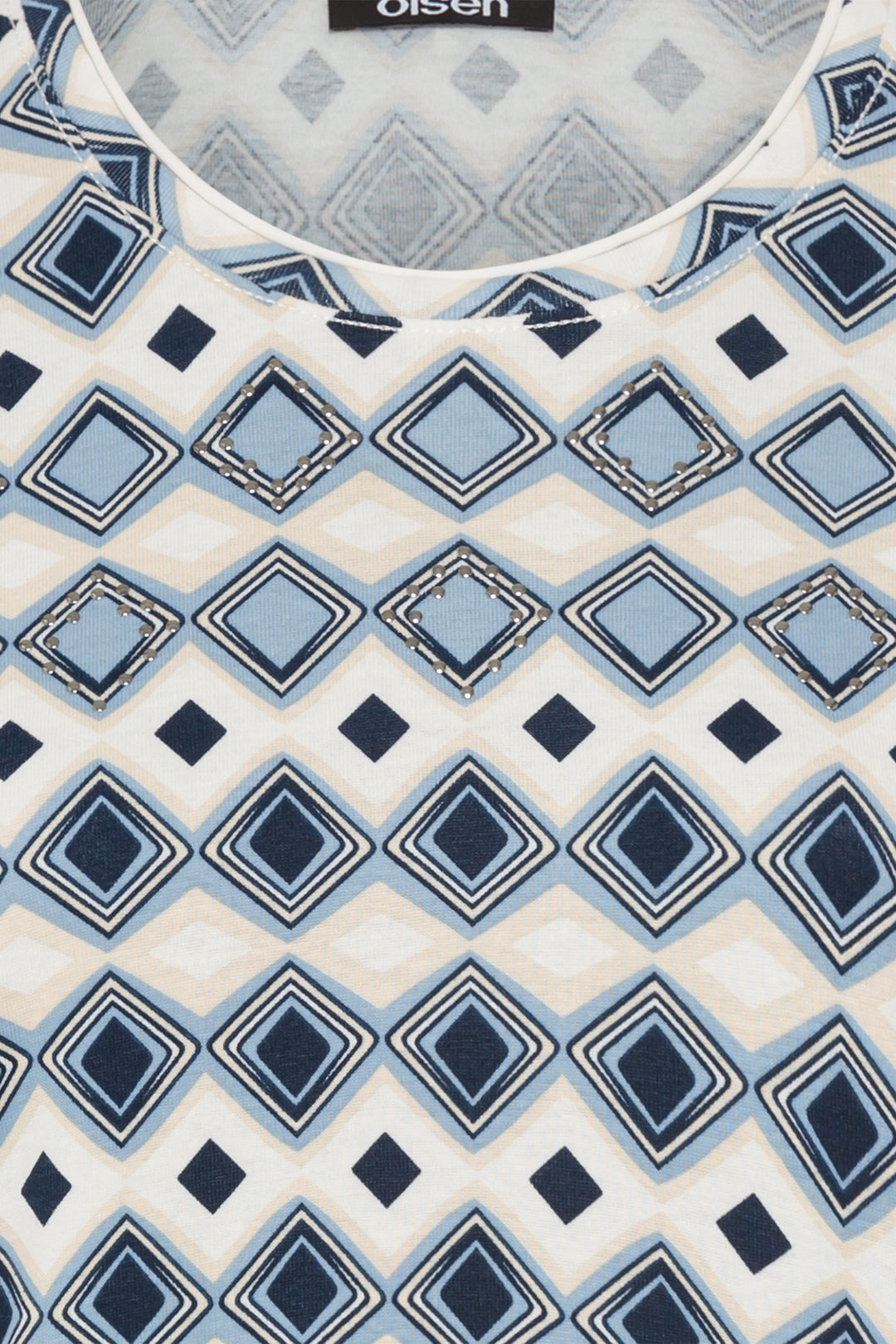 Olsen Top Coast Vibes Light Blue Diamond Print 11104982 40027 - Experience Boutique