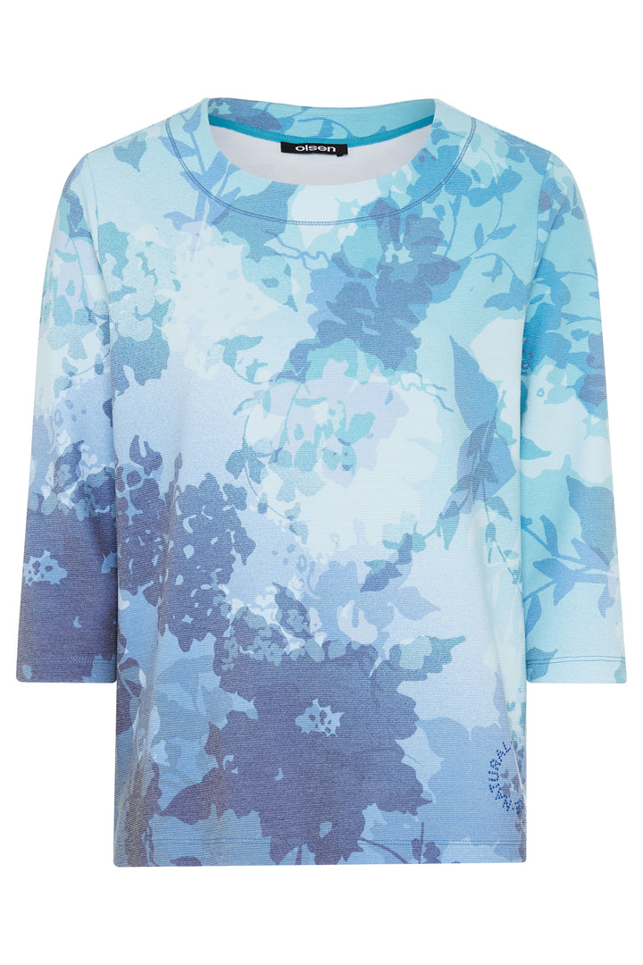 Olsen Top Coast Vibes Pastel Mint Floral Print 11201626 50205 - Experience Boutique