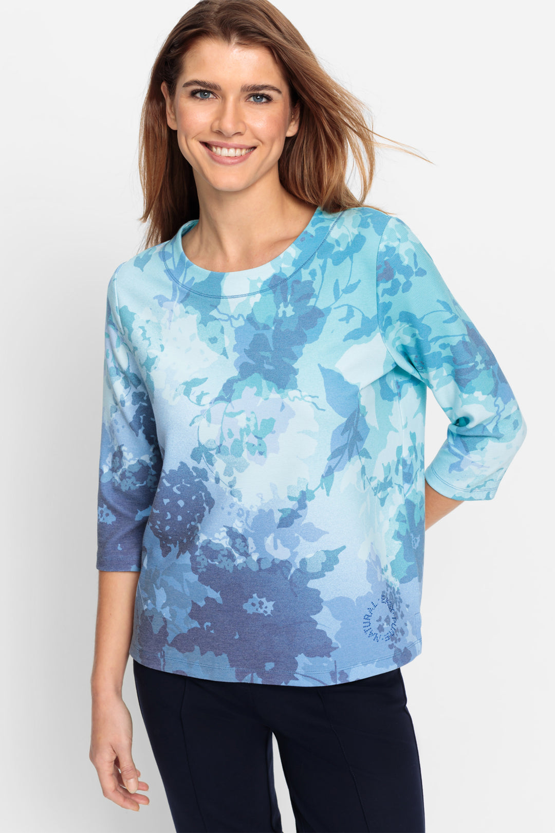 Olsen Top Coast Vibes Pastel Mint Floral Print 11201626 50205 - Experience Boutique