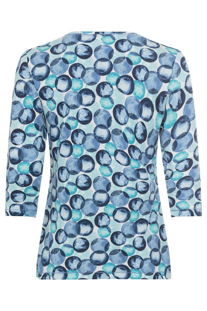 Olsen Top Indigo Denim Circle Print 11104979 40189 - Experience Boutique