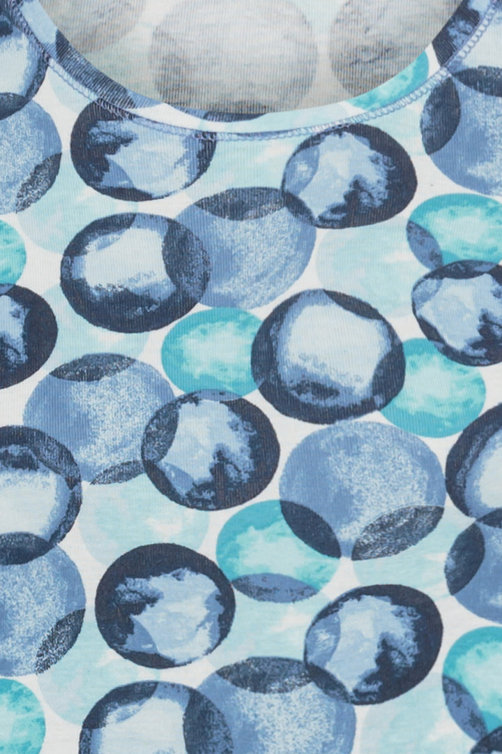 Olsen Top Indigo Denim Circle Print 11104979 40189 - Experience Boutique