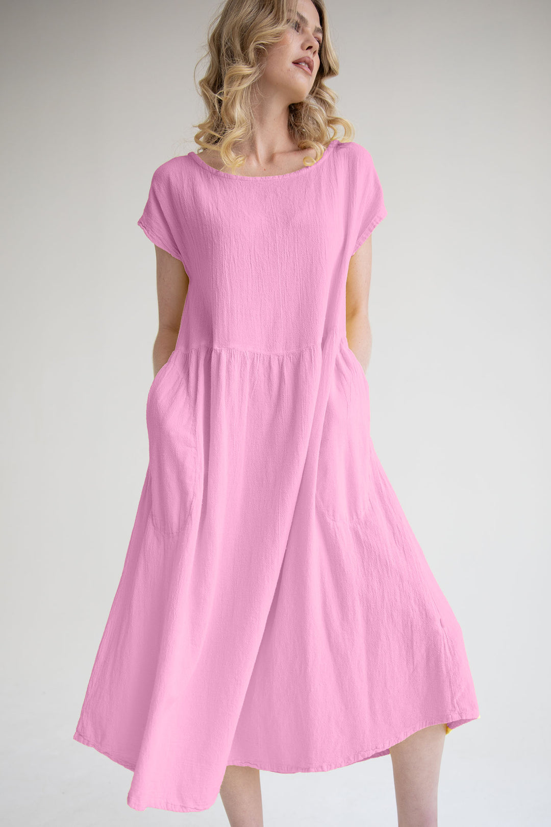 Onelife D625 Alba Fondant Pink Boat Neck Cap Sleeve Dress - Experience Boutique