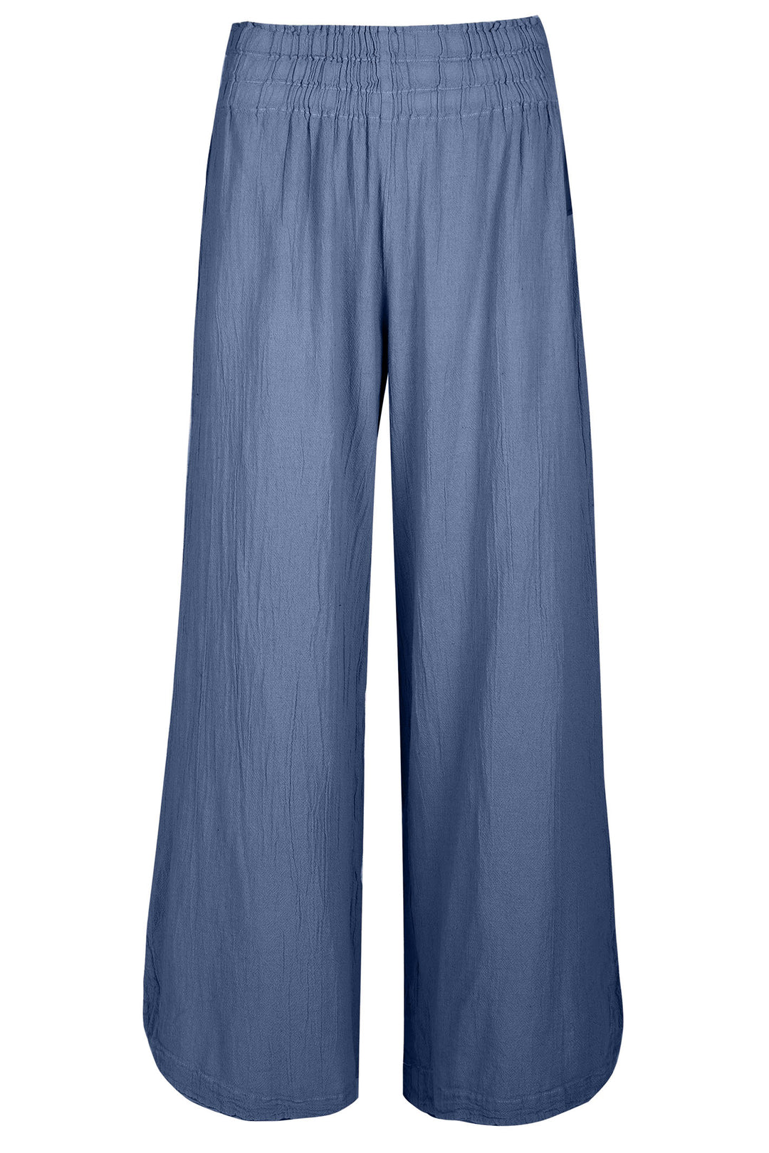 Onelife P609 Opalo Neptune Blue Wide Leg Flared Cotton Trousers - Experience Boutique