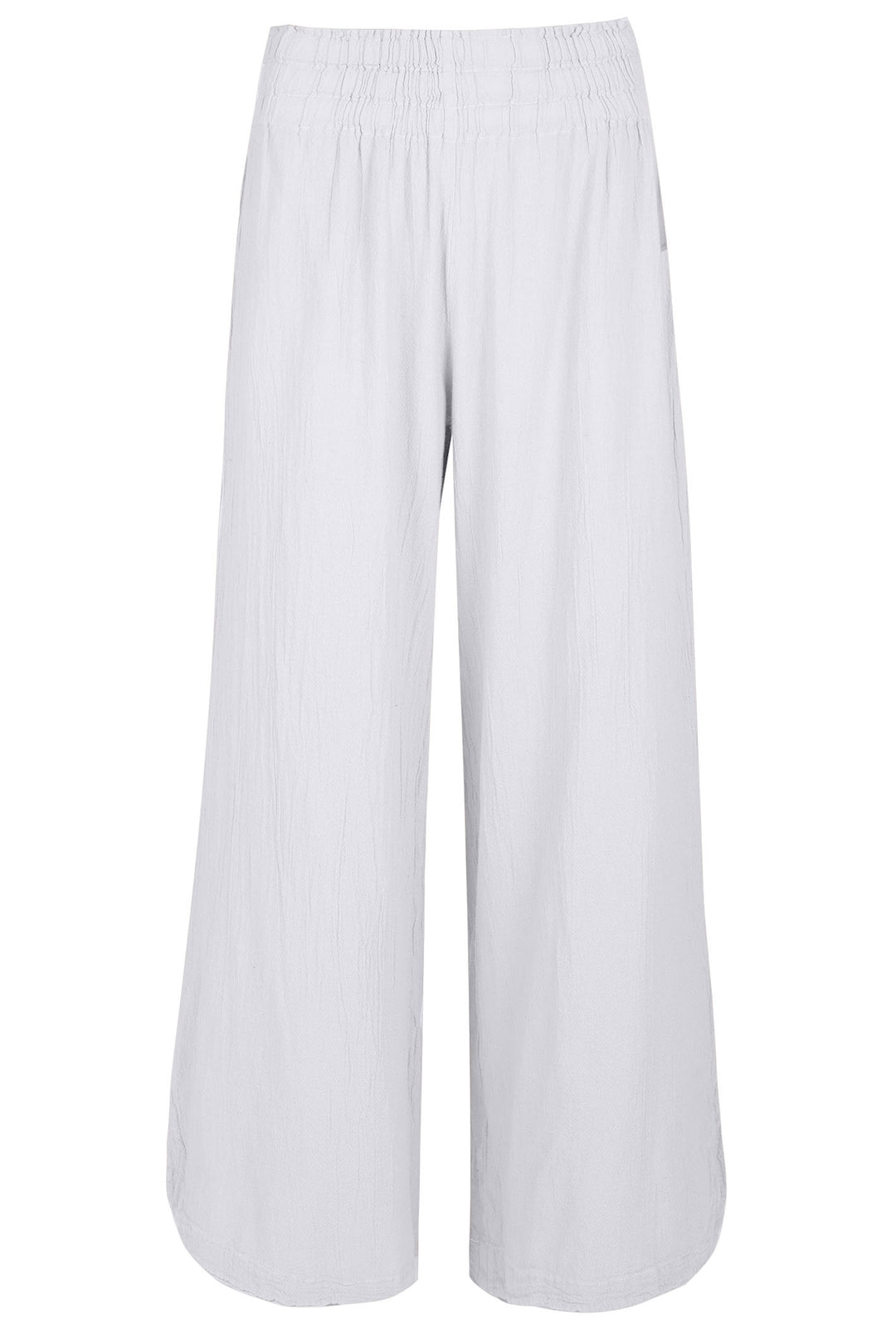 Onelife P609 Opalo Snow White Wide Leg Flared Cotton Trousers - Experience Boutique