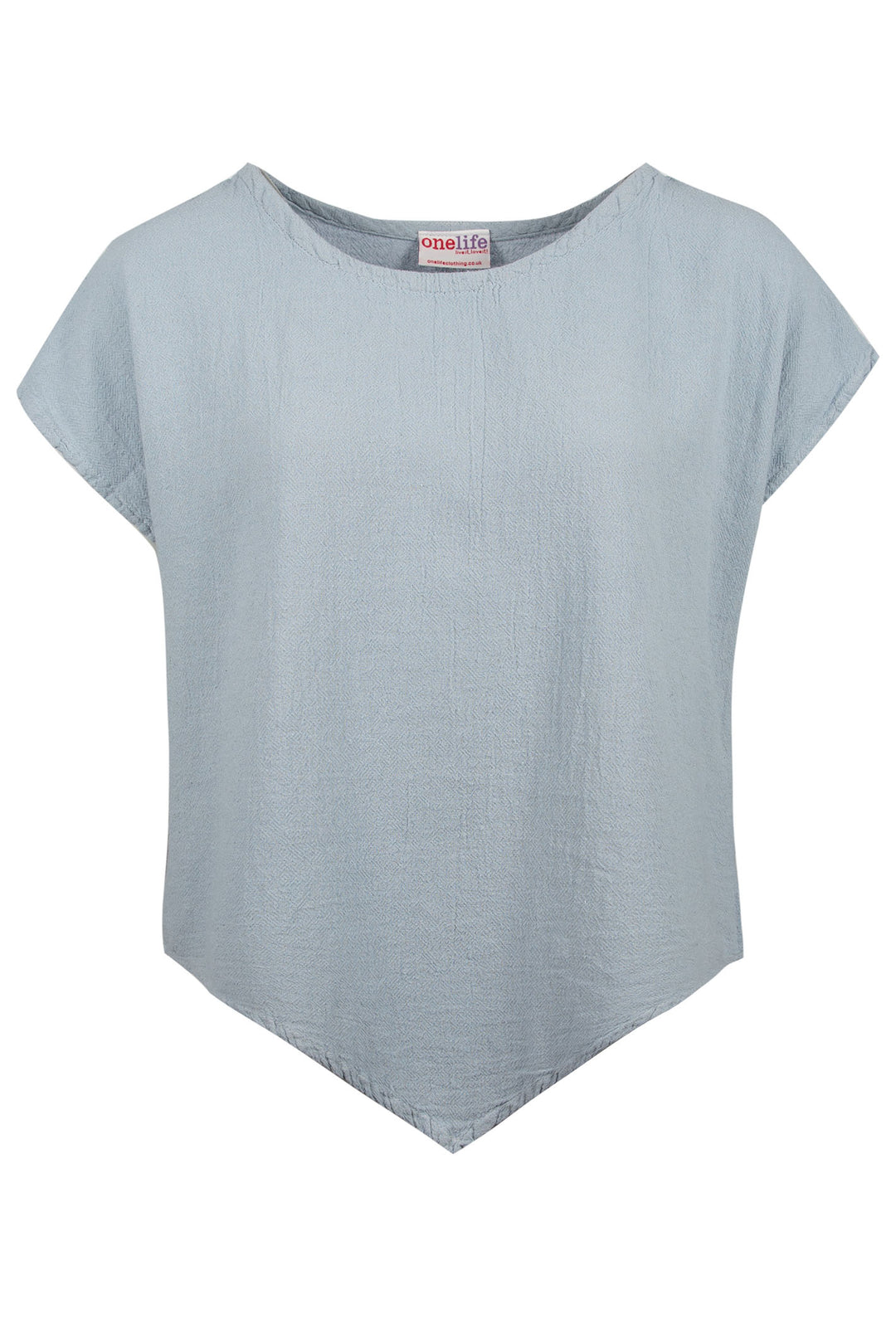 Onelife T002 Grace Dusty Blue Boat Neck Cotton Top - Experience Boutique