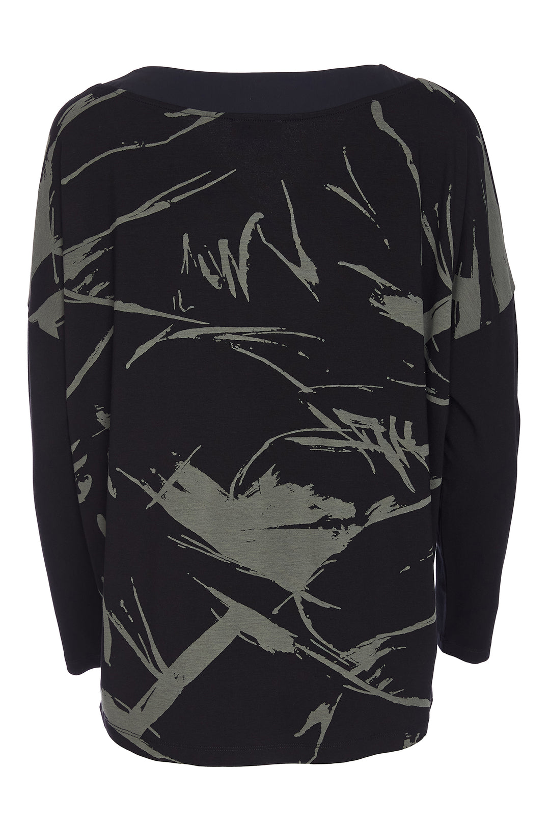 Ora ORW25103 599 Black Print V-Neck Relaxed Fit Top