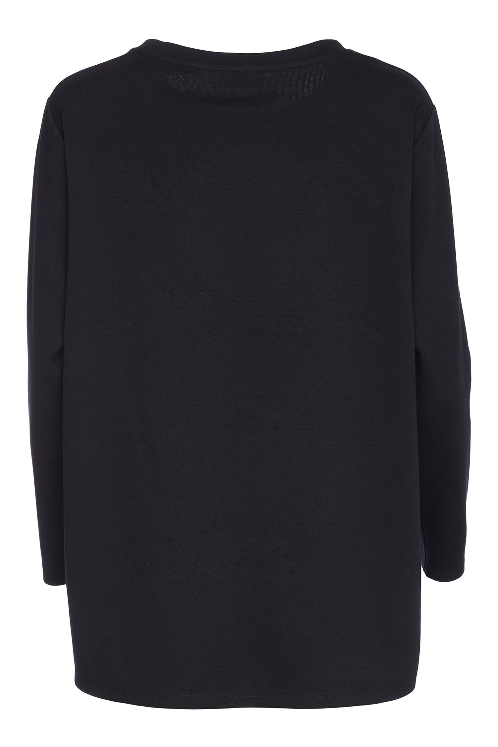 Black long-sleeve top on a white background