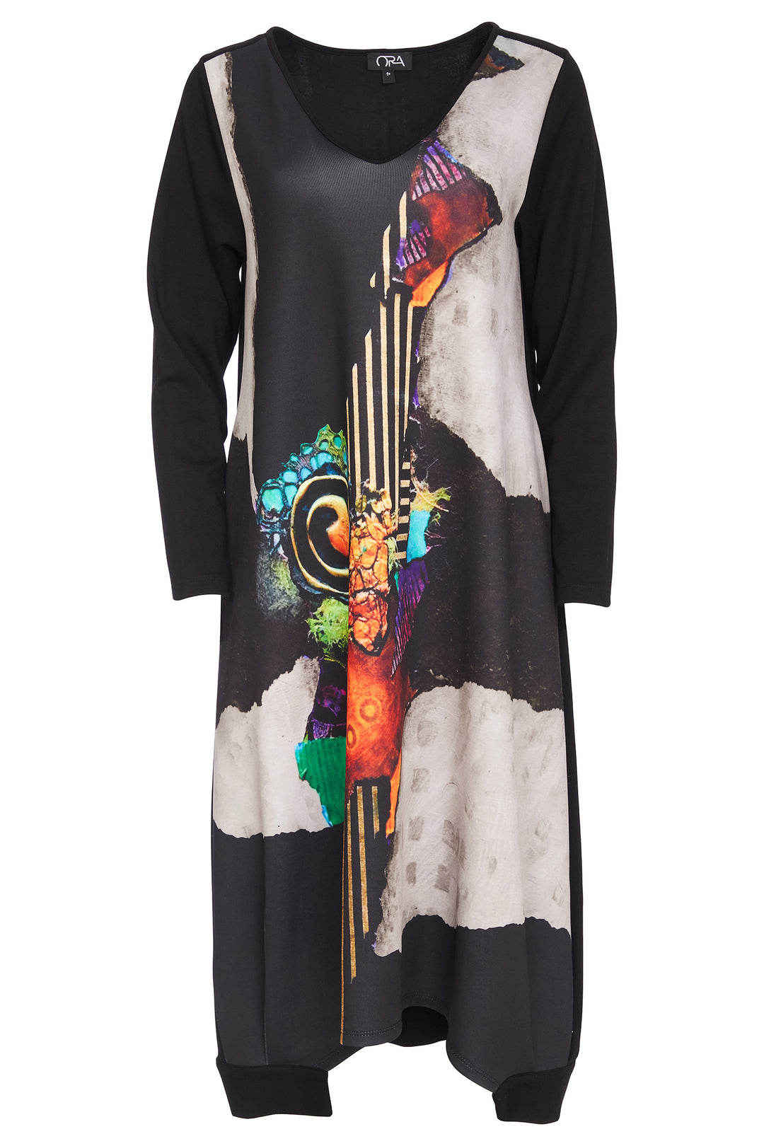 Ora ORW25142 942 Multicolour Abstract Print Long Sleeve Dress