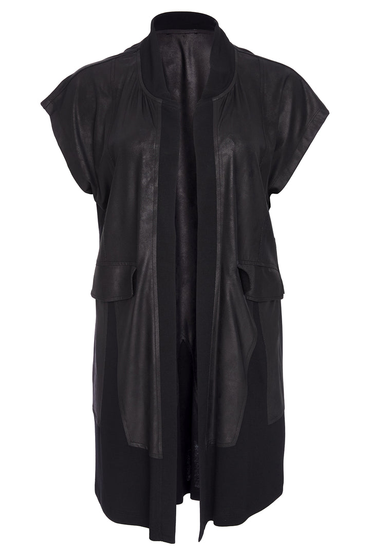 Black leather vest on a white background