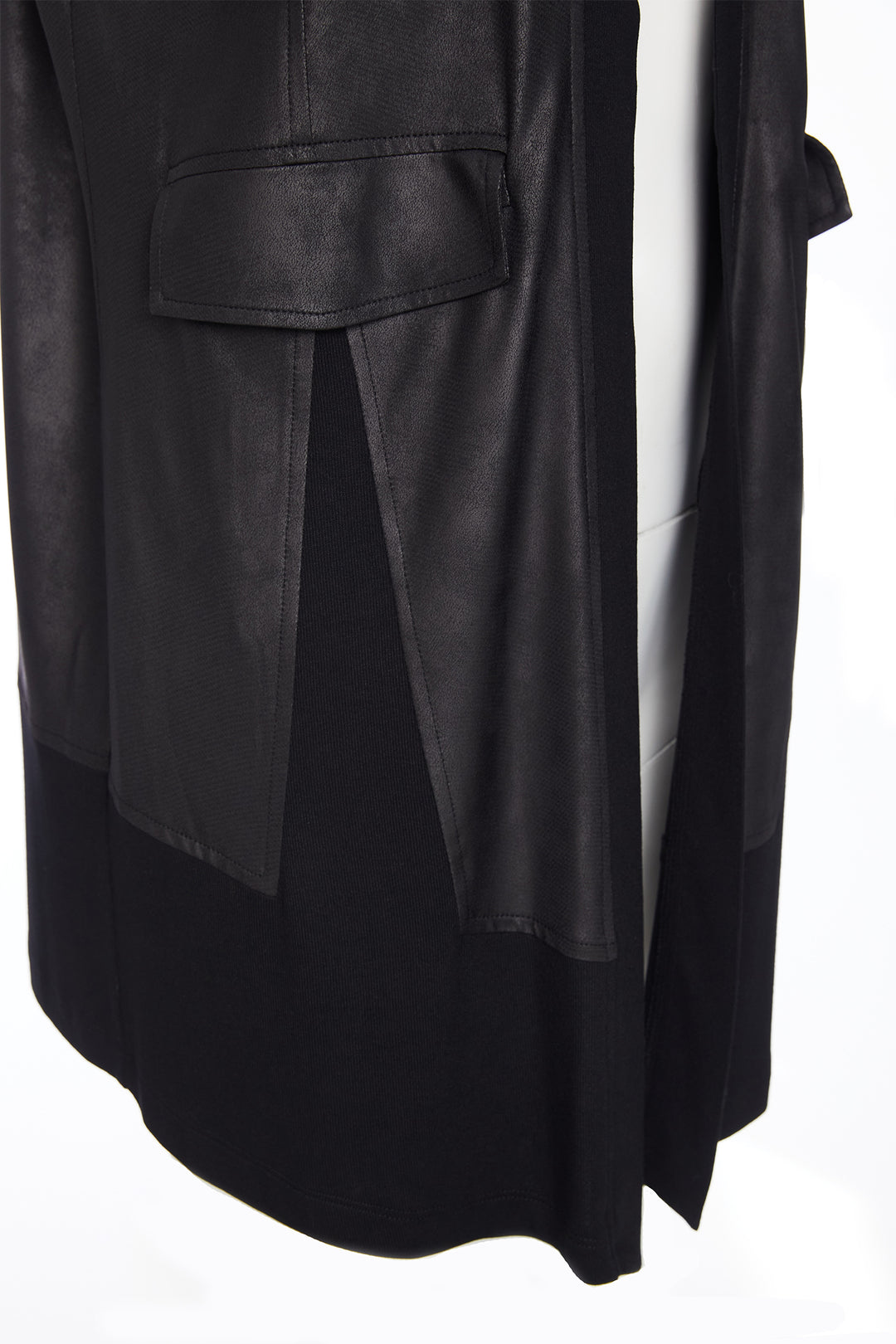 Black leather jacket with a white background