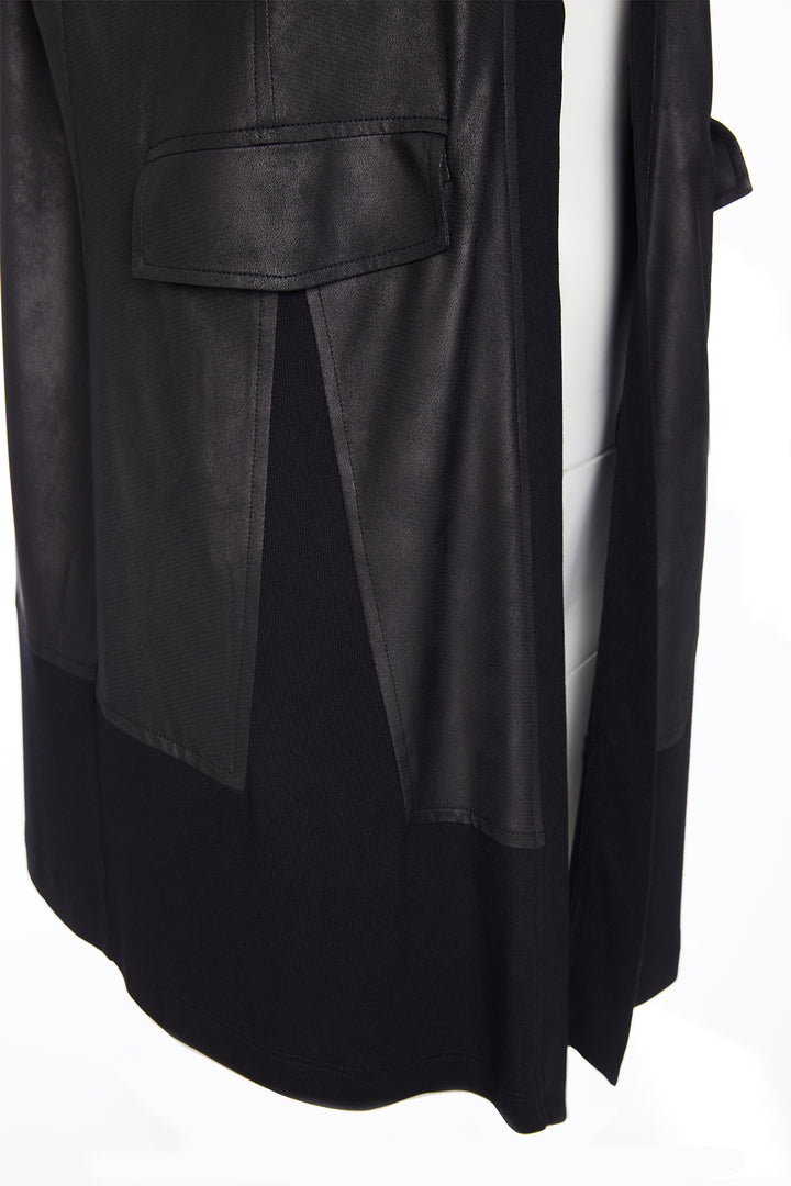 Black leather jacket with a white background