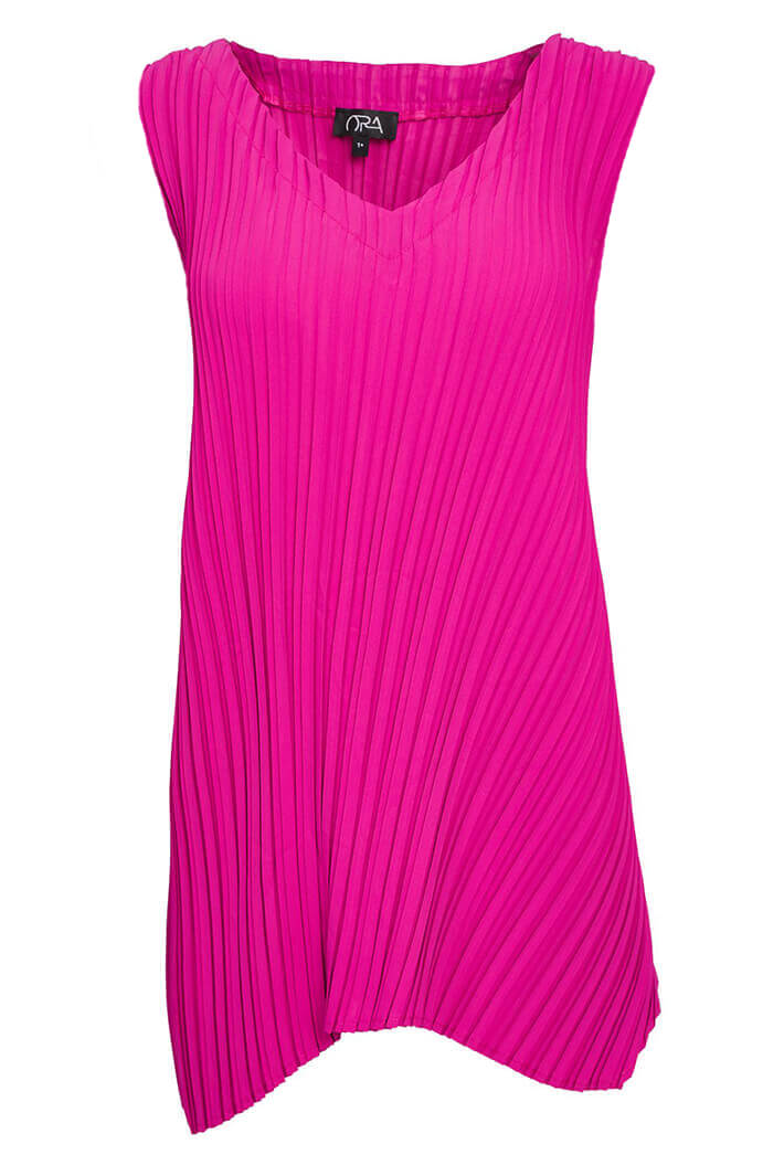 Ora ORS23 108 Hot Pink Pleated Top - Experience Boutique
