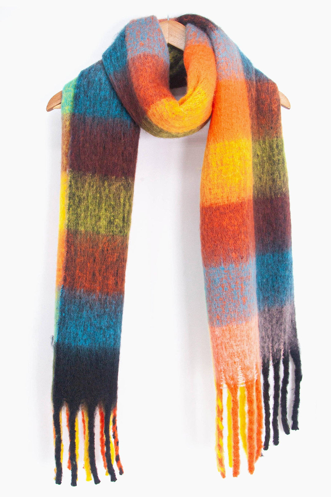 Orange Multi Square Colour Block Scarf