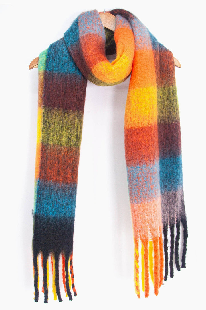 Orange Multi Square Colour Block Scarf