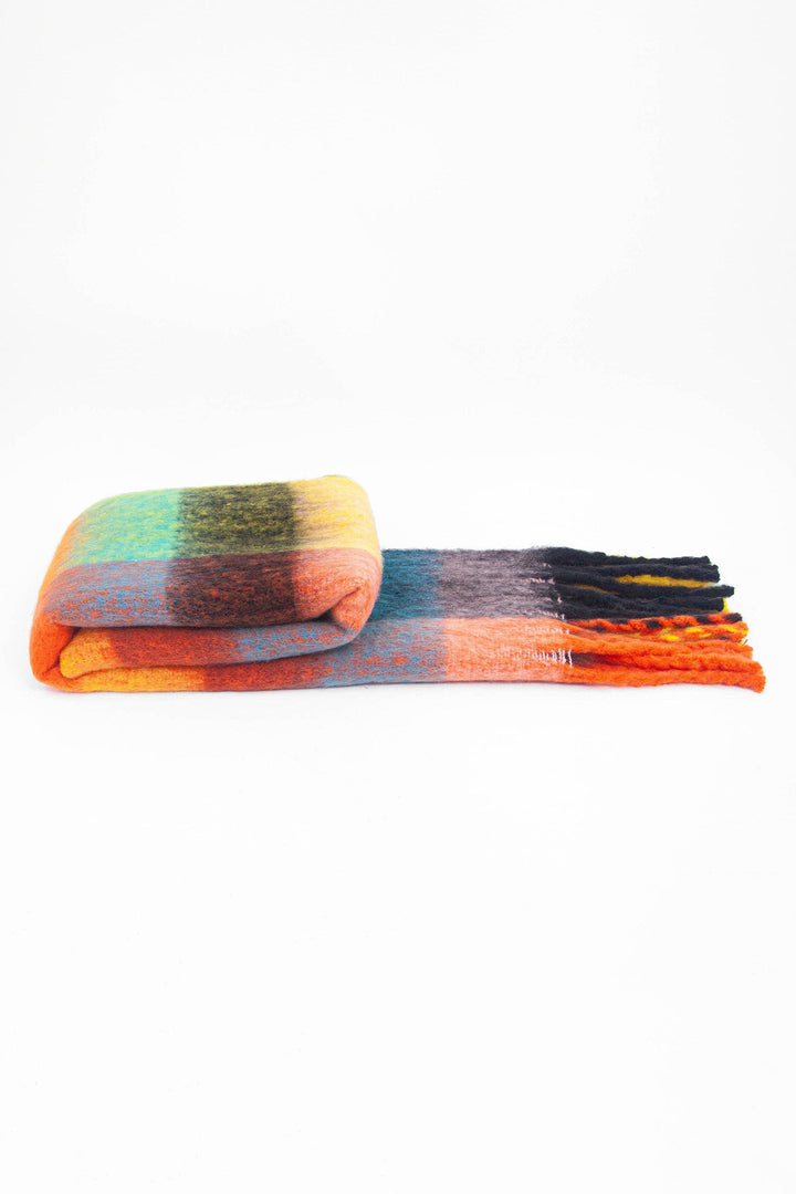 Orange Multi Square Colour Block Scarf