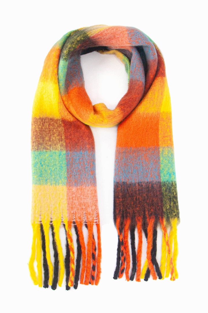 Orange Multi Square Colour Block Scarf