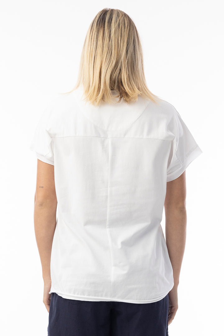 Orientique 12275 White Circles Print Sequin Detail T-Shirt