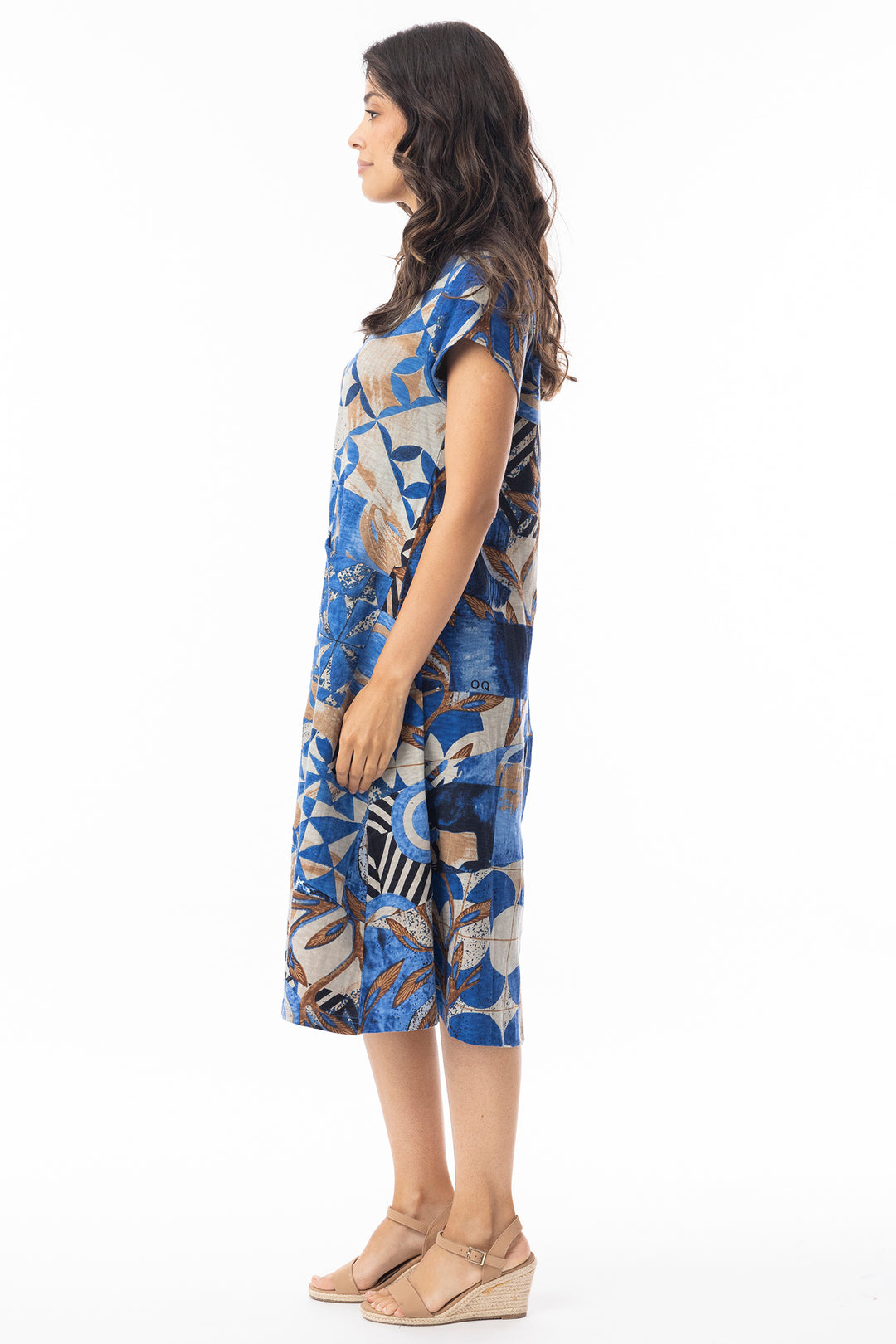 Orientique 20147 Blue Wyndham Print Flair Shift Dress