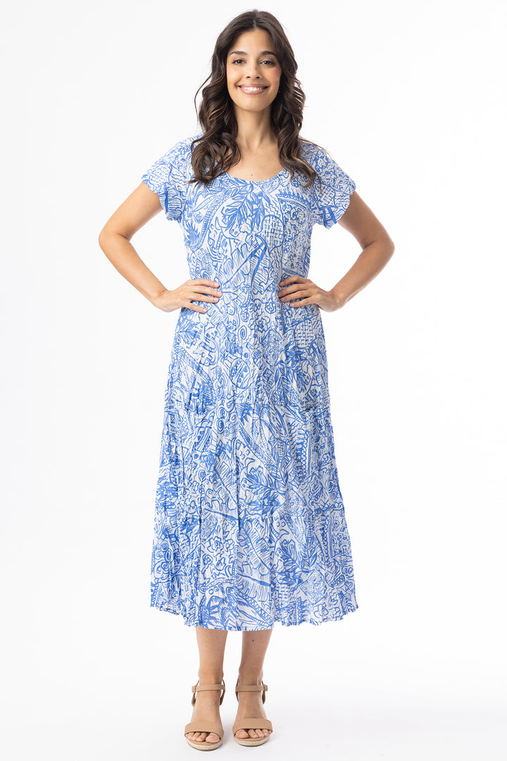 Orientique 40231 Blue Aksharay Print Dress