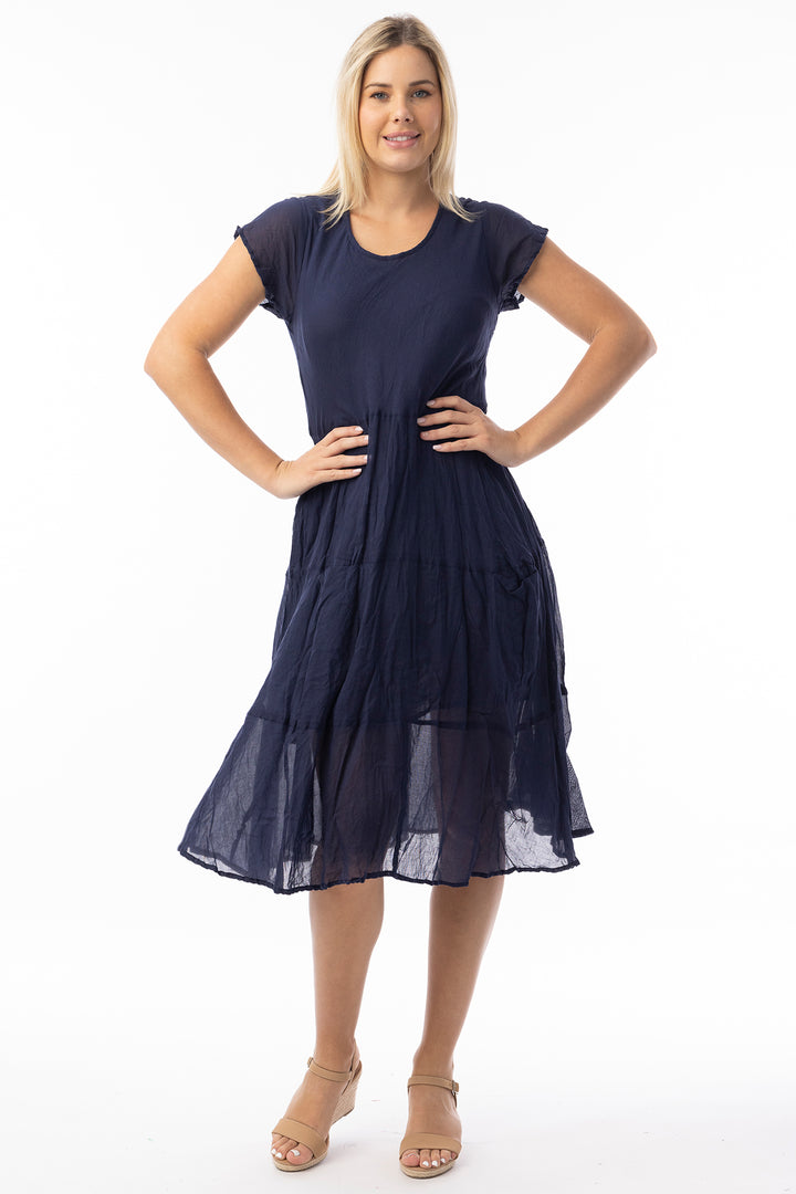 Orientique 51905 Navy Cotton Gauze Essentials Dress