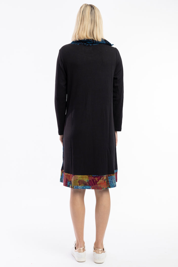 Orientique 61724 Black Billie Jean Print Patch Pockets Dress