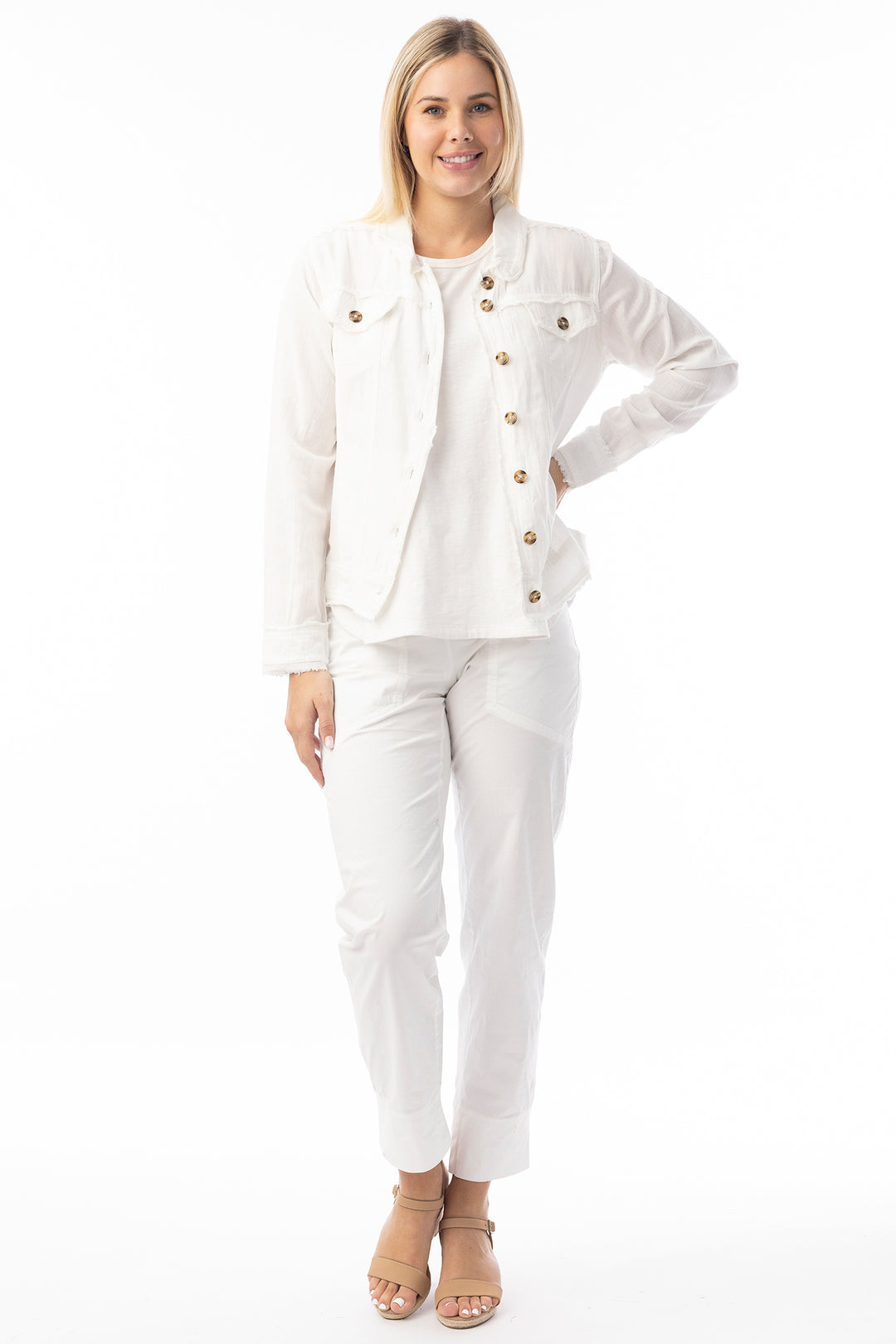 Orientique 62770 White Linen Blend Essentials Jacket