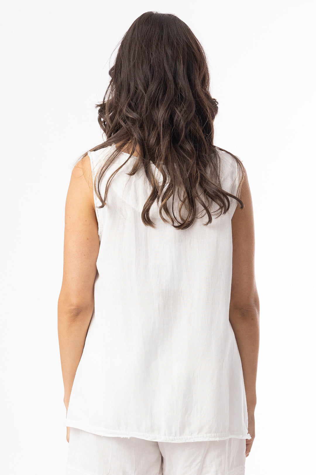 Orientique 62773 White Linen Blend Essentials Vest Top