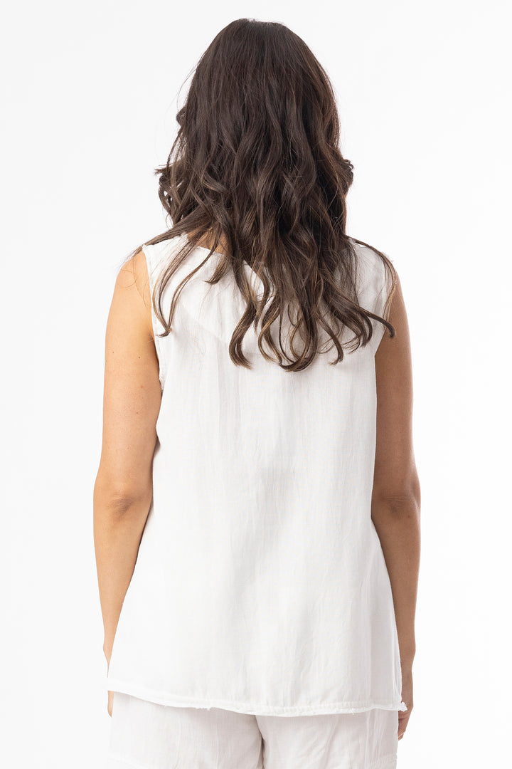 Orientique 62773 White Linen Blend Essentials Vest Top