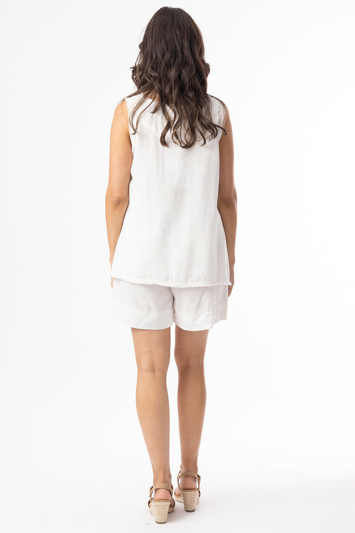 Orientique 62773 White Linen Blend Essentials Vest Top