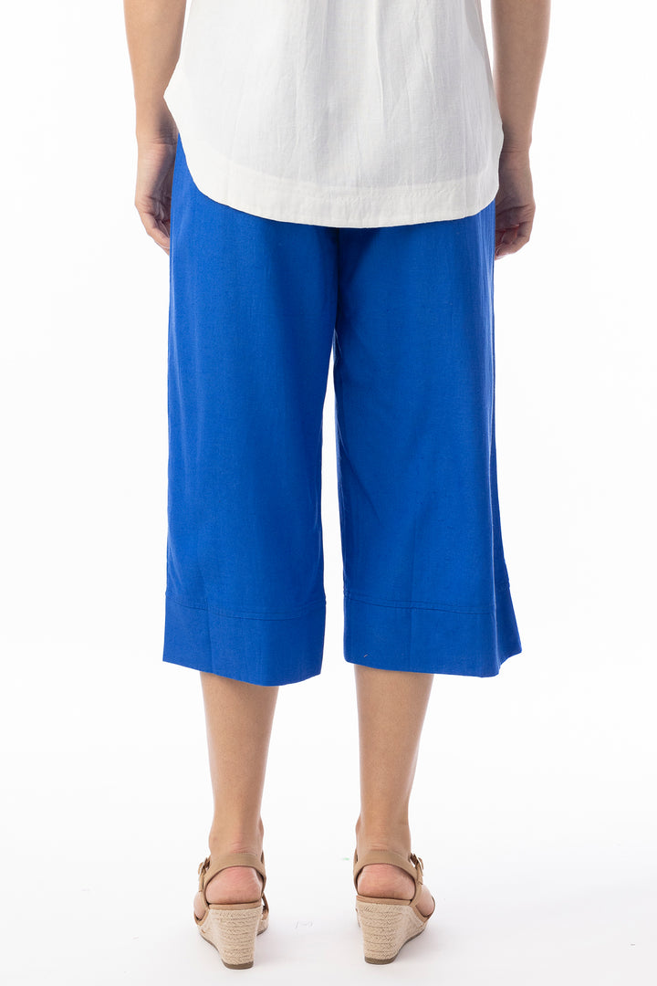 Orientique 6697 Electric Blue Linen Blend Essentials Cropped Trousers