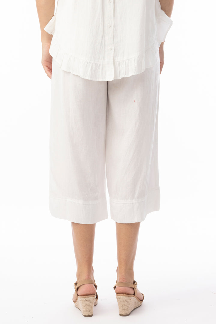 Orientique 6697 White Linen Blend Essentials Cropped Trousers