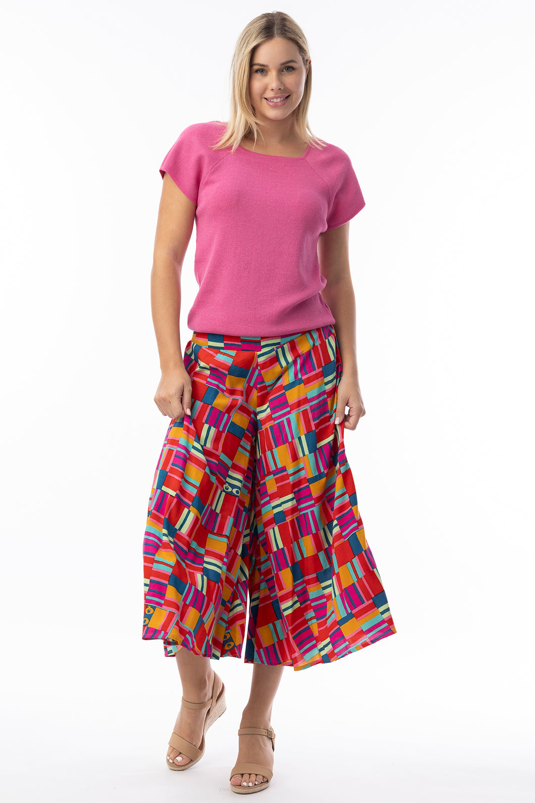 Orientique 76072 Red Peru Print Culotte Trousers