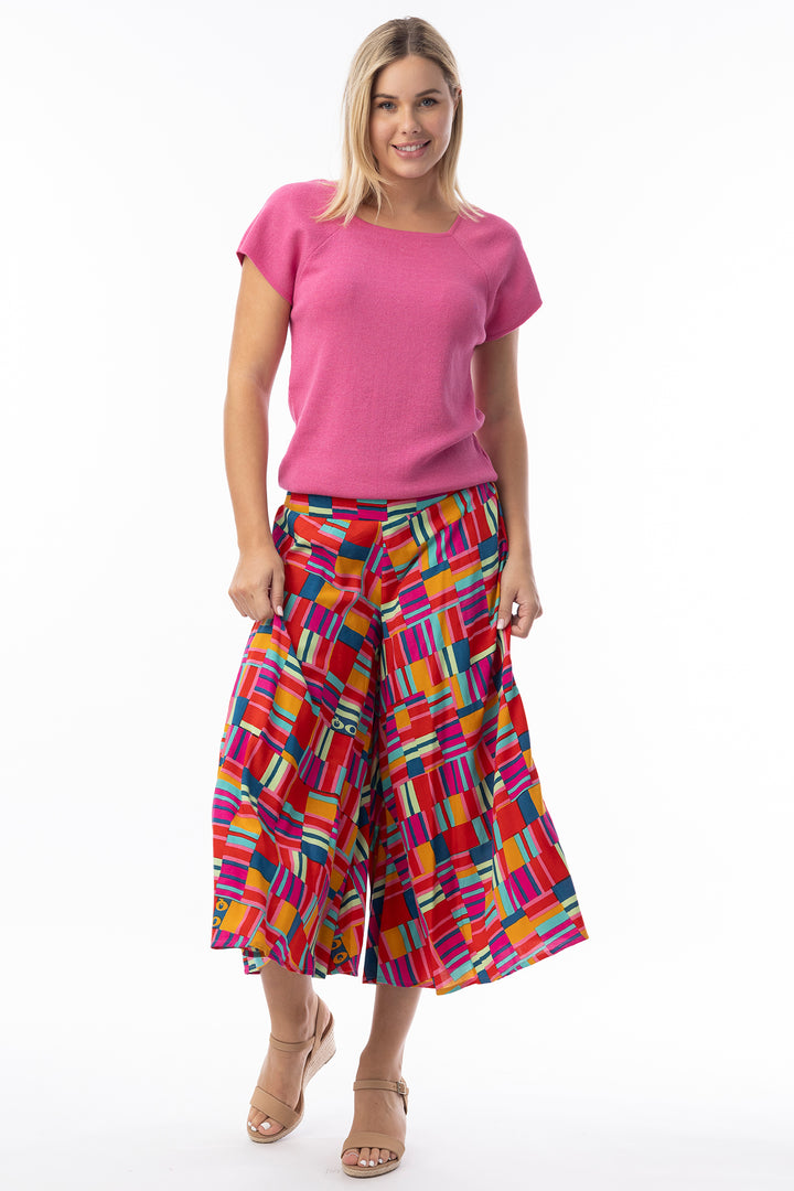 Orientique 76072 Red Peru Print Culotte Trousers