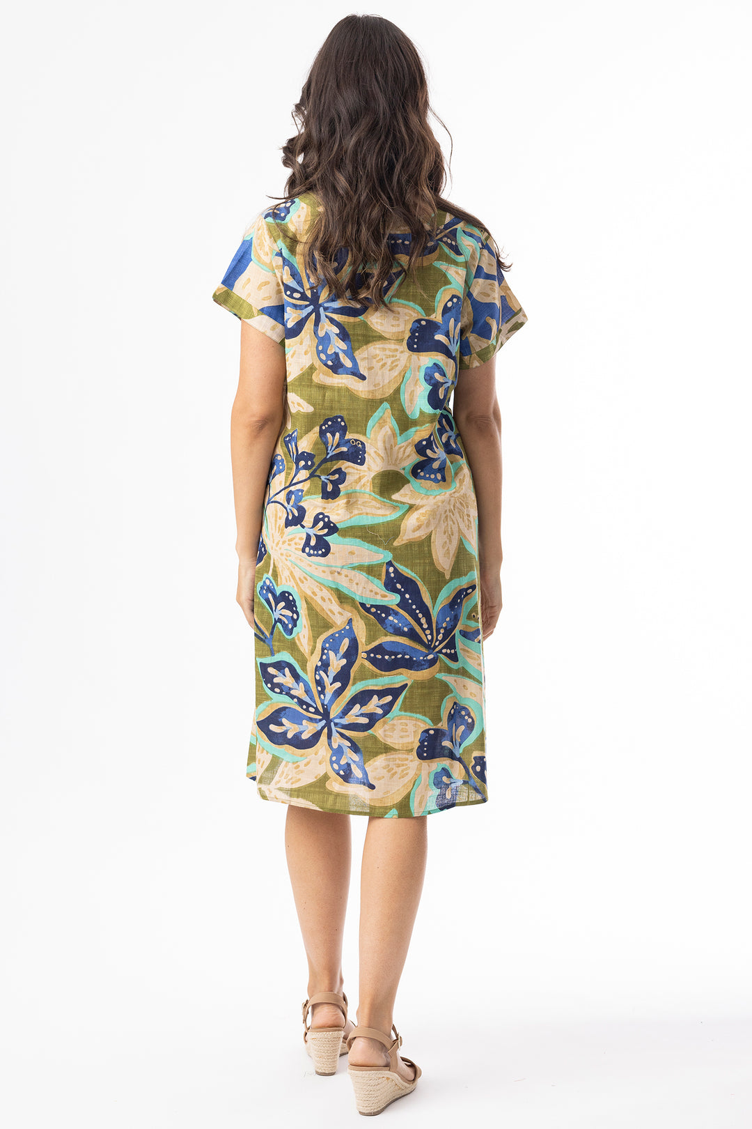 Orientique 81344 Olive Green Playa Brava Patch Print Dress