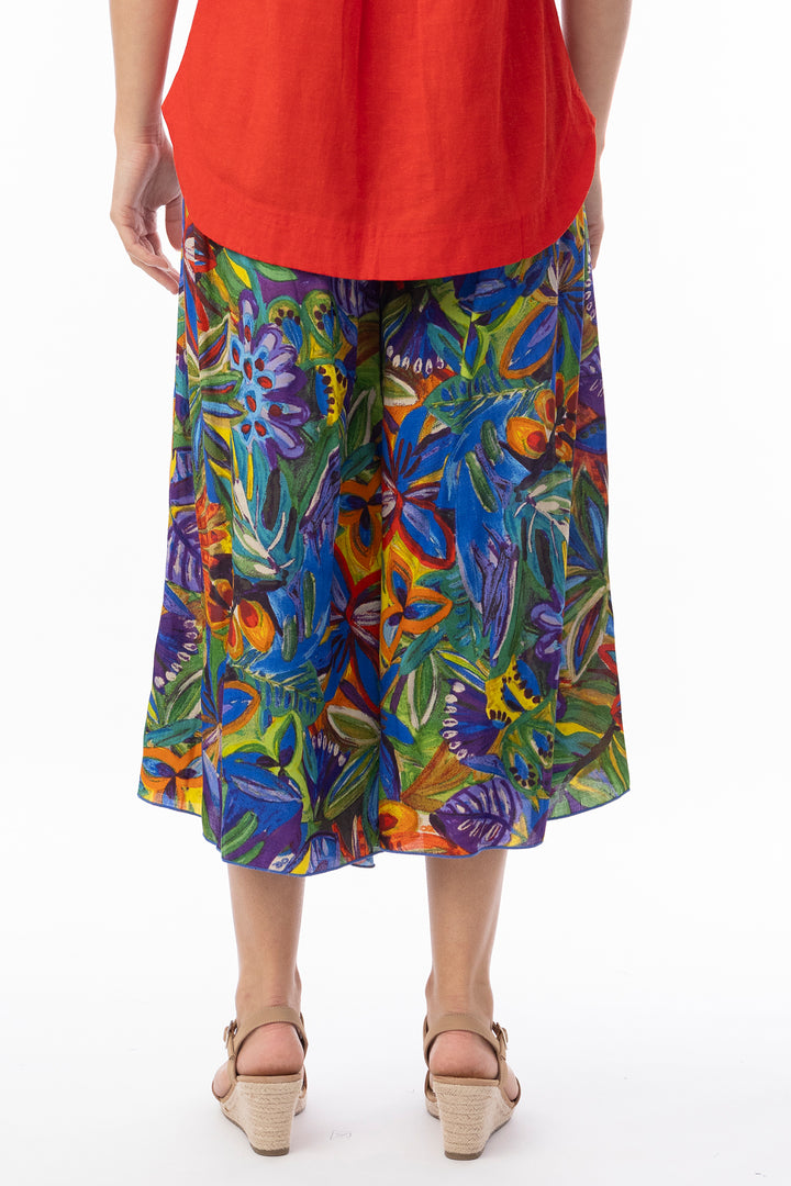Orientique 8645 Zapallar Multicolour Print Cropped Culotte Trousers