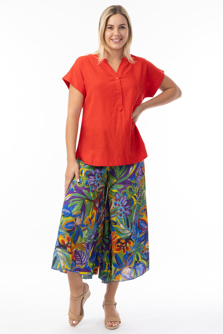 Orientique 8645 Zapallar Multicolour Print Cropped Culotte Trousers